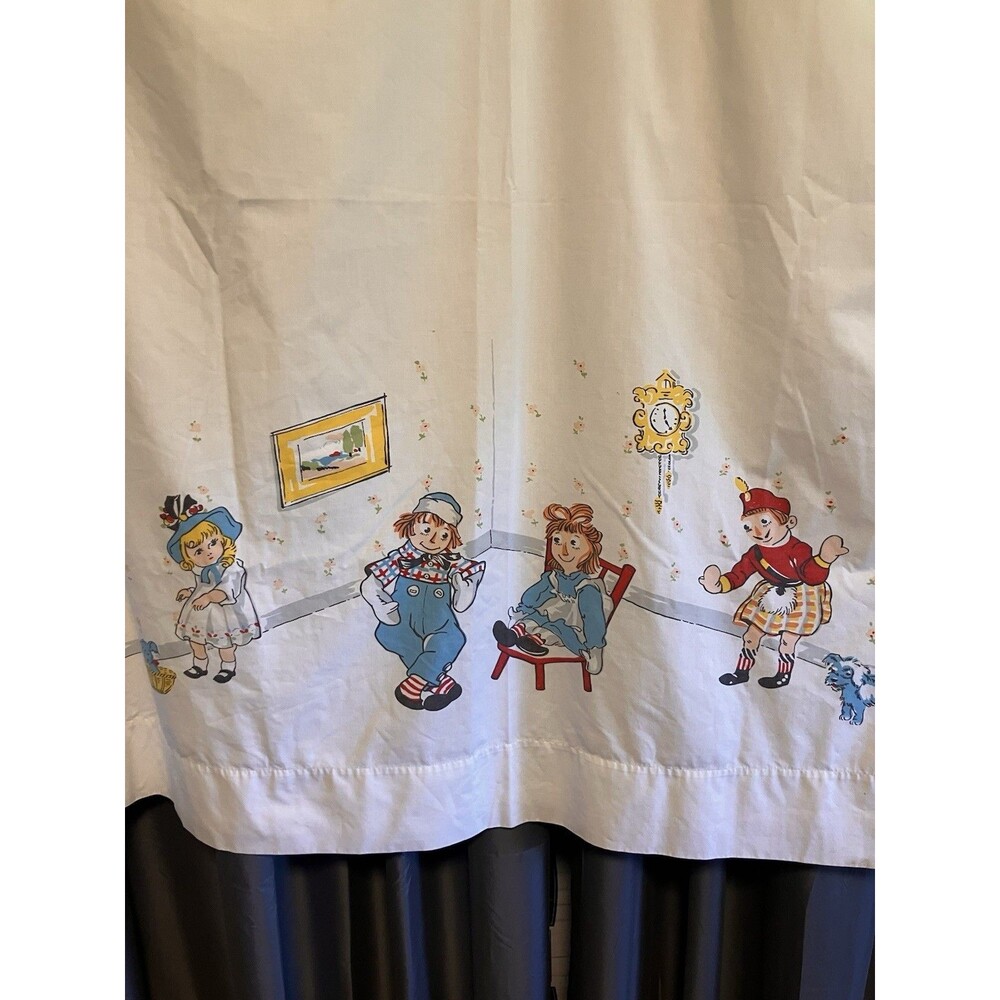 Vintage Wamsutta Twin Flat Sheet Raggedy Ann & Andy Kids Bedding